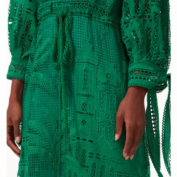 Farm Rio Morada Boa Green Guipure Lace Dress - XXS (can fit S) - Picture 4 of 6